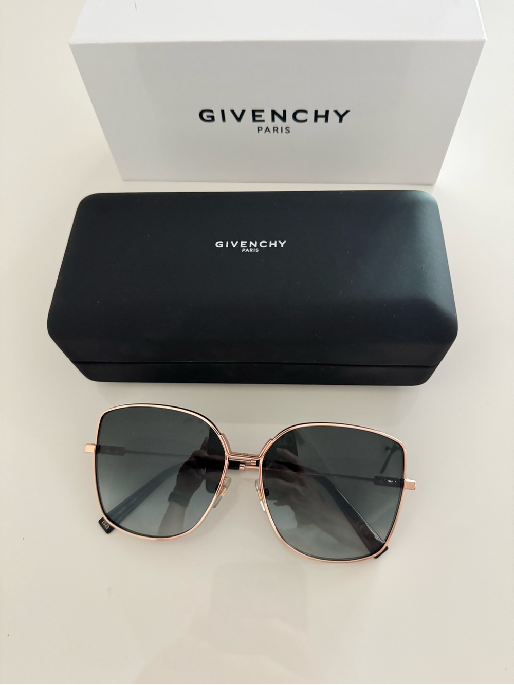 Givenchy Rose Gold Metal Frame Sunglasses with Dark Gray Lenses